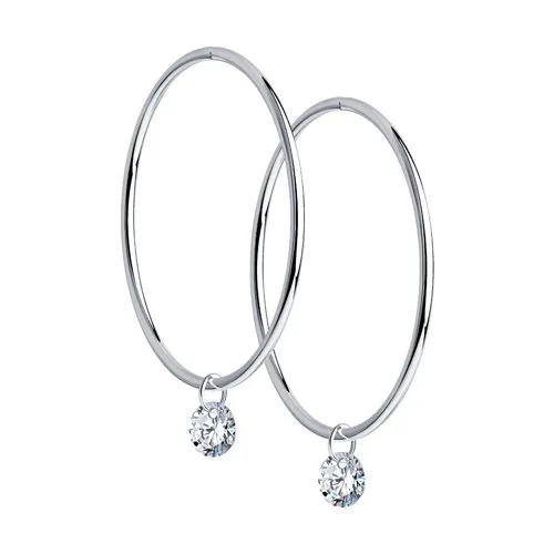 Cercei Creole din argint cu Cubic Zirconia Incolor