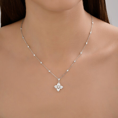 Colier din argint  cu pietre Cubic Zirconia Incolor