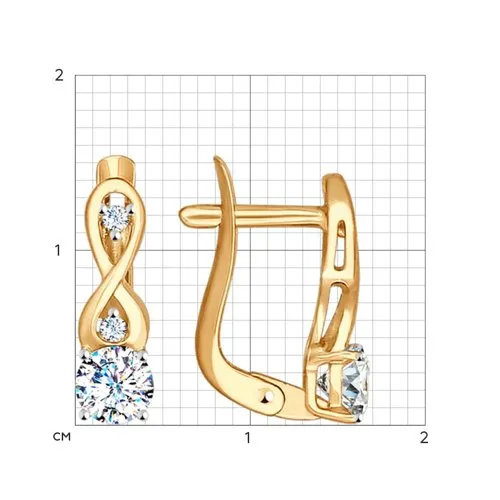 Cercei din aur roșu cu Cubic Zirconia Incolor