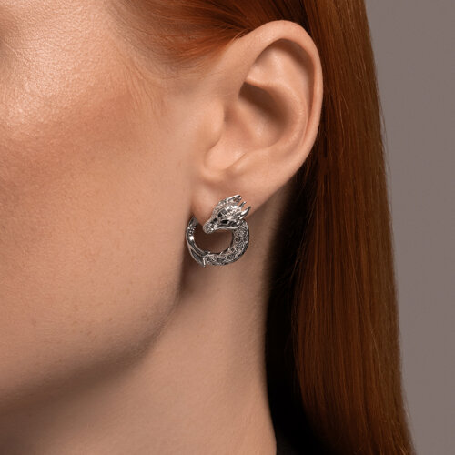 Cercei din argint  cu pietre Cubic Zirconia Incolor, Cubic Zirconia Verde