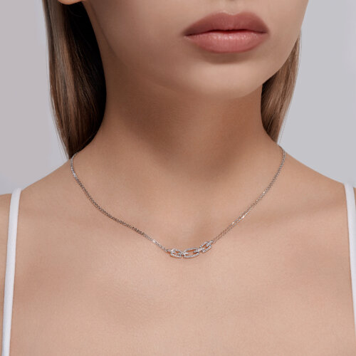 Colier din aur alb cu pietre Diamant