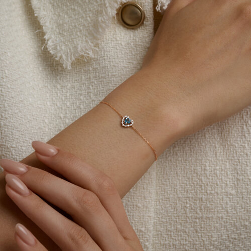 Brățară Love din aur roșu cu pietre Cubic Zirconia Incolor, Topaz Swiss