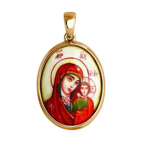 Иконка из позолоченного серебра с камнями Финифть с эмалью