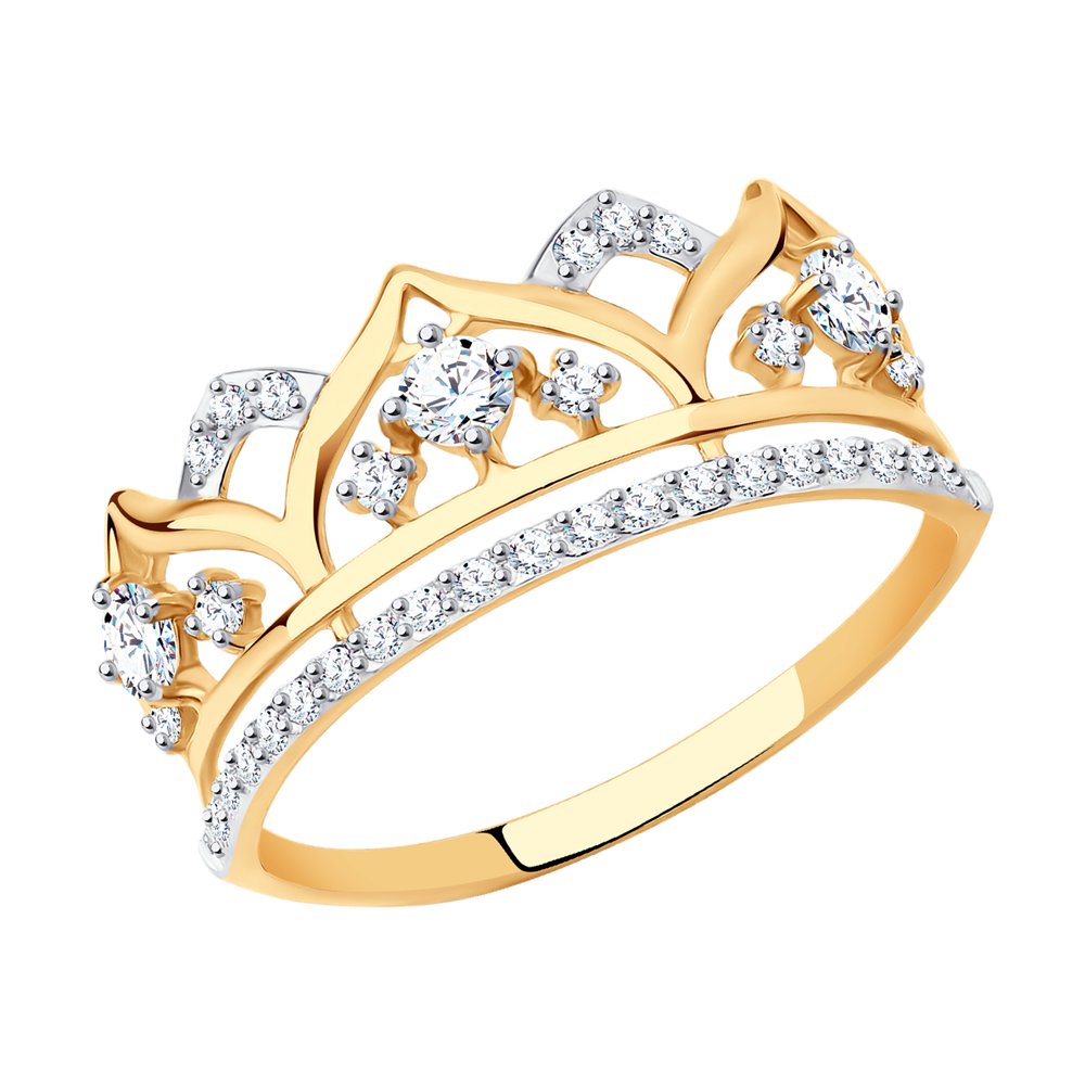 Inel din aur roșu cu pietre Cubic Zirconia Incolor