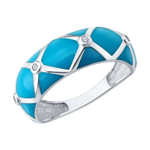 Inel din argint cu Cubic Zirconia Incolor, Emailare