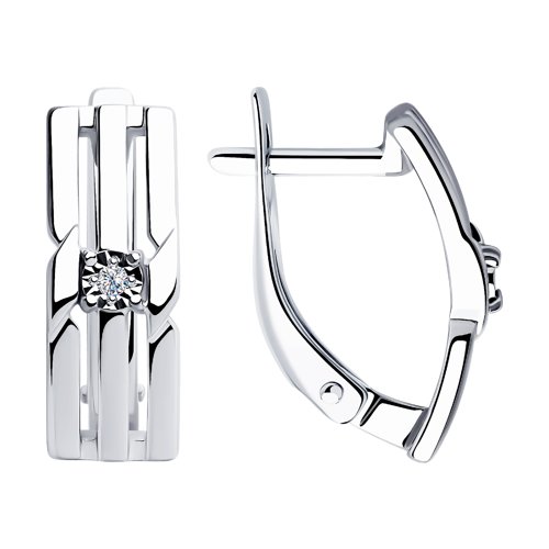 Серьги из серебра с камнями Бриллиант