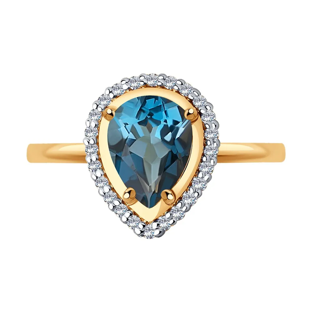 Inel din aur roșu cu Cubic Zirconia Incolor, Topaz London