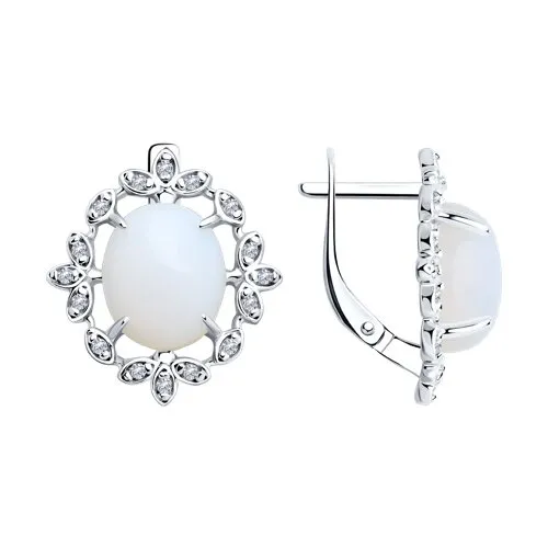 Cercei din argint cu Cubic Zirconia Incolor, Opalit