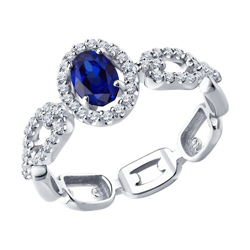 Inel din aur alb cu pietre Diamant, Safir