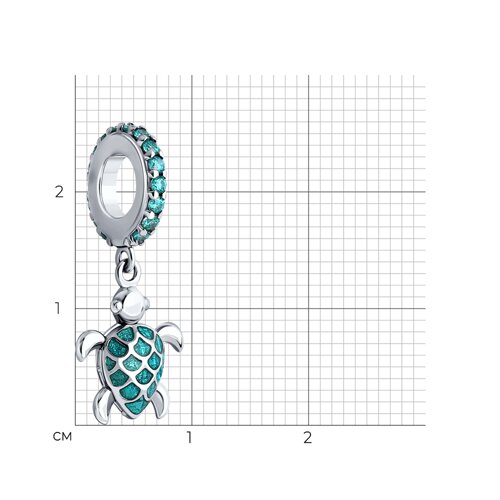 Pandantiv din argint  cu pietre Cubic Zirconia Verde, Emailare