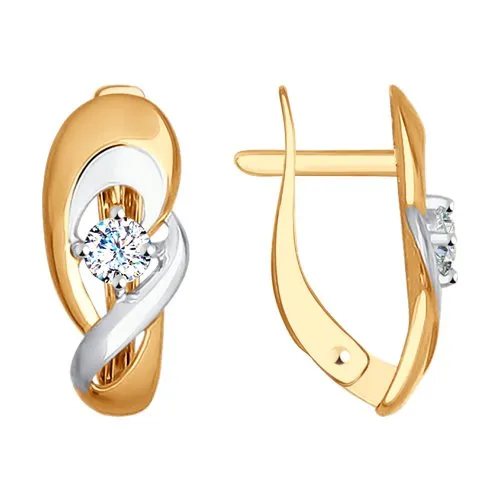 Cercei din aur roșu cu Cubic Zirconia Incolor