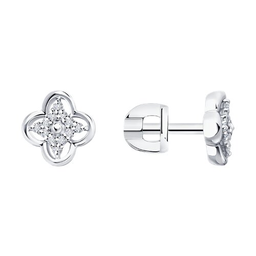 Cercei Pusete din aur alb cu pietre Diamant