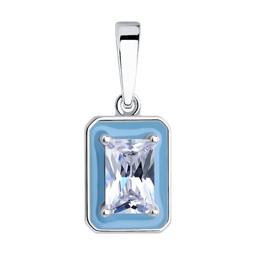 Pandantiv din argint  cu pietre Cubic Zirconia Incolor, Emailare