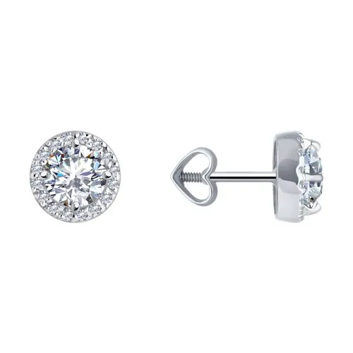 Cercei Pusete din aur alb cu Cubic Zirconia Incolor