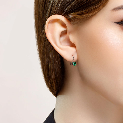 Cercei p-u copii din argint  cu pietre Cubic Zirconia Verde
