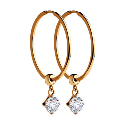 Cercei Creole din aur roșu cu pietre Cubic Zirconia Incolor