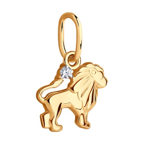 Pandantiv din aur roșu cu pietre Cubic Zirconia Incolor