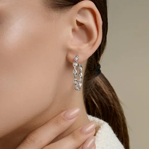 Cercei Creole din argint cu Cubic Zirconia Incolor