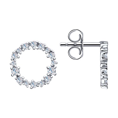 Cercei Pusete din argint  cu pietre Cubic Zirconia Incolor