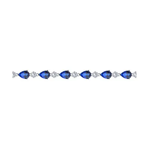 Brățară din argint cu Cubic Zirconia Incolor, Cubic Zirconia Albastru Safir