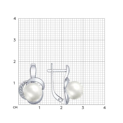 Cercei din argint  cu pietre Cubic zirconia, Perla Imit.