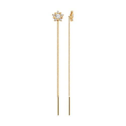 Cercei Lanț din aur roșu cu pietre Cubic Zirconia Incolor