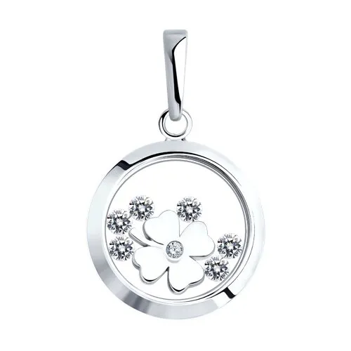 Pandantiv din argint cu Cubic Zirconia Incolor, Sticla minerală