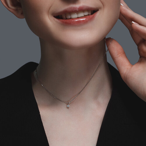 Colier din aur alb cu pietre Diamant