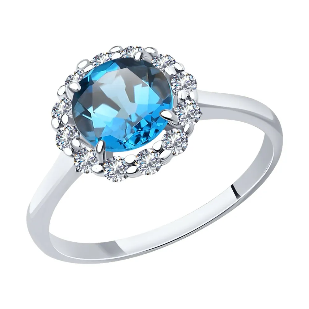 Inel din aur alb cu Cubic Zirconia Incolor, Topaz London