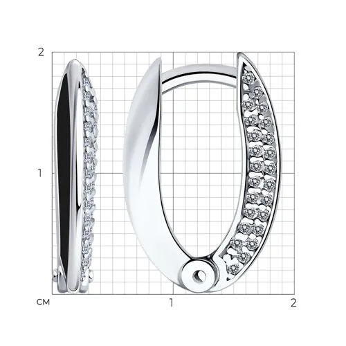 Cercei Creole din argint cu Cubic Zirconia Incolor, Emailare