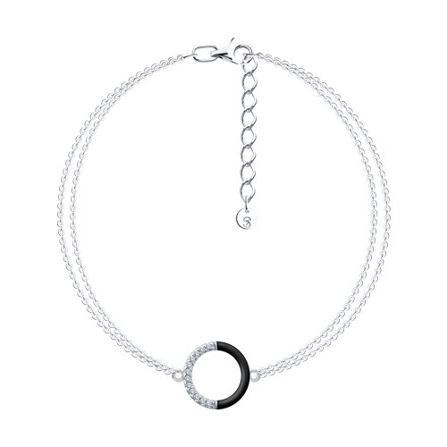 Браслет из серебра с камнями Фианит, Эмаль