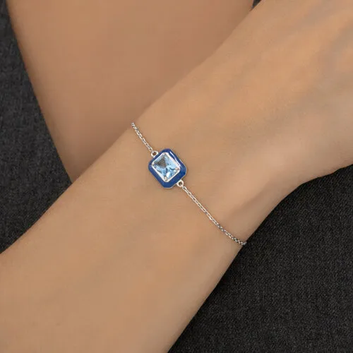 Brățară din argint cu Cubic Zirconia Albastru, Emailare