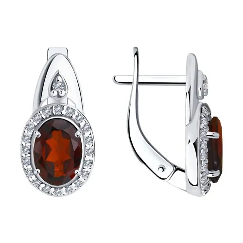 Cercei din argint cu Cubic Zirconia Incolor, Granat