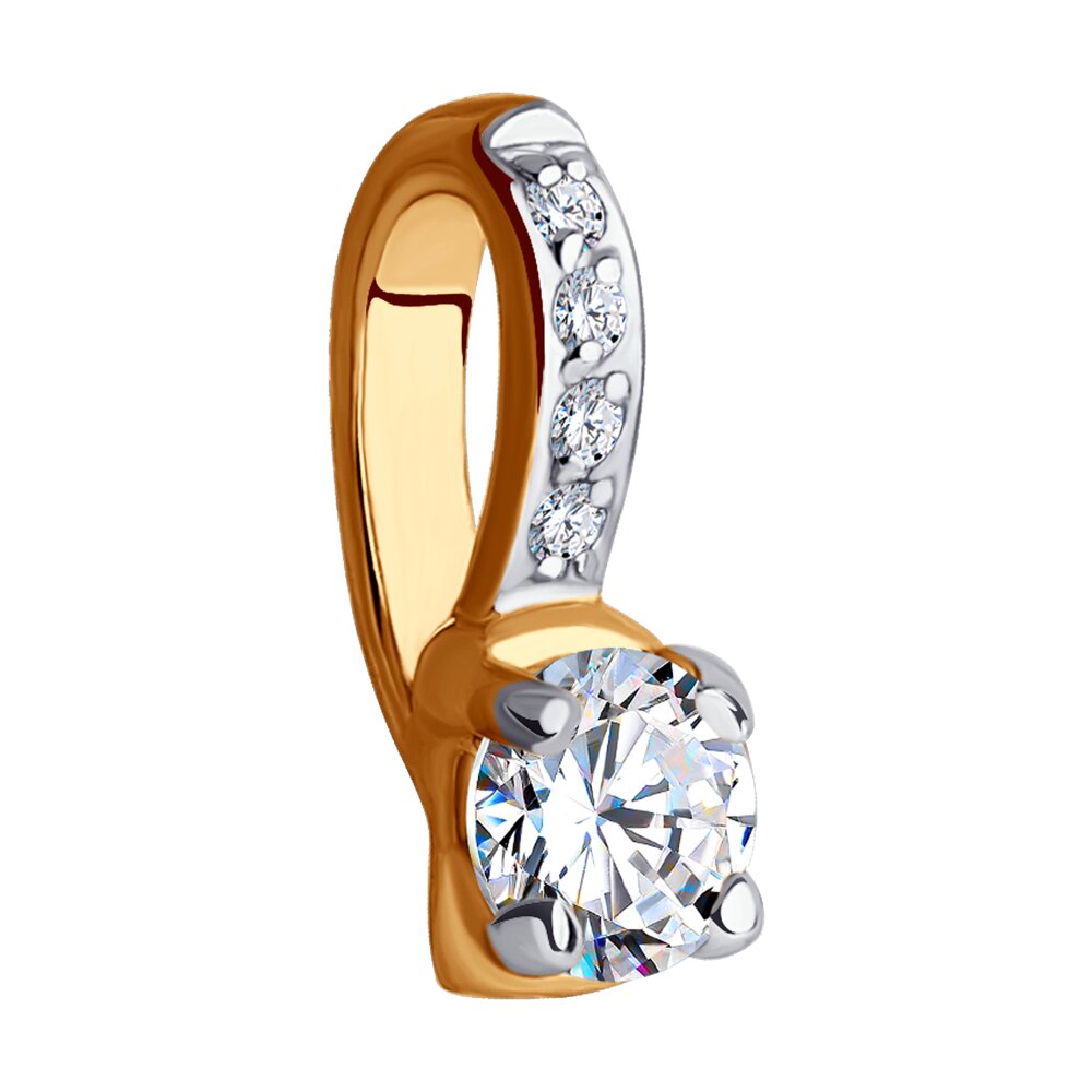Pandantiv din aur roșu cu pietre Cubic Zirconia Incolor
