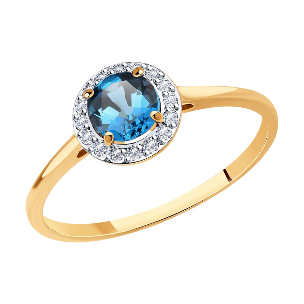 Inel din aur roșu cu pietre Cubic Zirconia Incolor, Topaz London