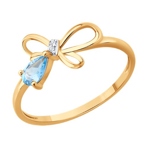Inel din aur roșu cu pietre Diamant, Topaz Swiss