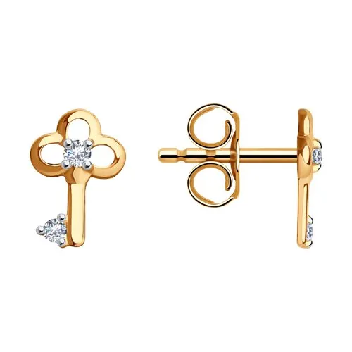 Cercei Pusete din aur roșu cu Cubic Zirconia Incolor