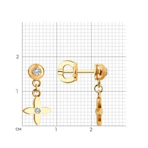 Cercei Pusete din aur roșu cu Cubic Zirconia Incolor