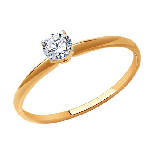 Кольцо из красного золота с камнями Фианит