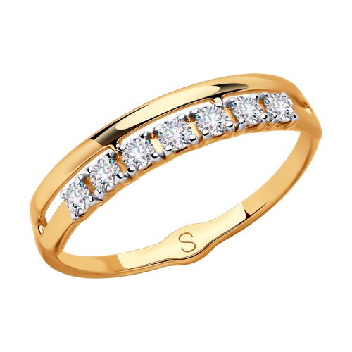 Кольцо из красного золота с камнями Фианит