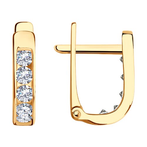 Cercei din aur roșu cu pietre Cubic Zirconia Incolor