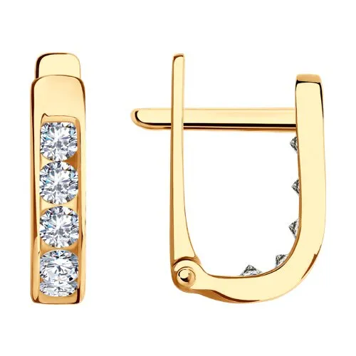 Cercei din aur roșu cu Cubic Zirconia Incolor
