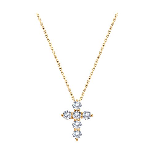 Colier din aur roșu cu pietre Cubic Zirconia Incolor