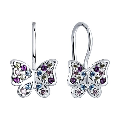 Cercei p-u copii din argint  cu pietre Cubic Zirconia Colorat