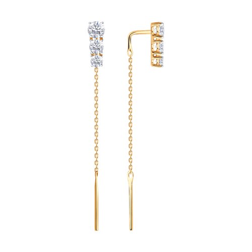 Cercei Lanț din aur roșu cu pietre Cubic Zirconia Incolor