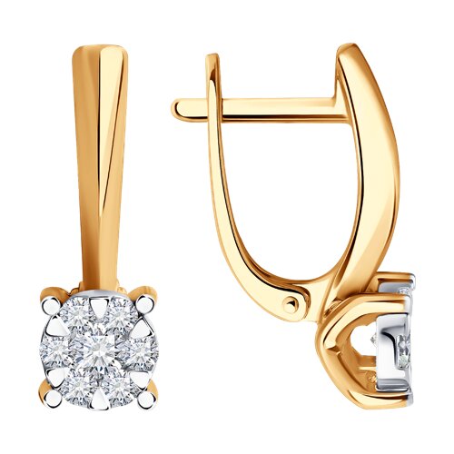 Cercei din aur alb și roșu cu pietre Diamant