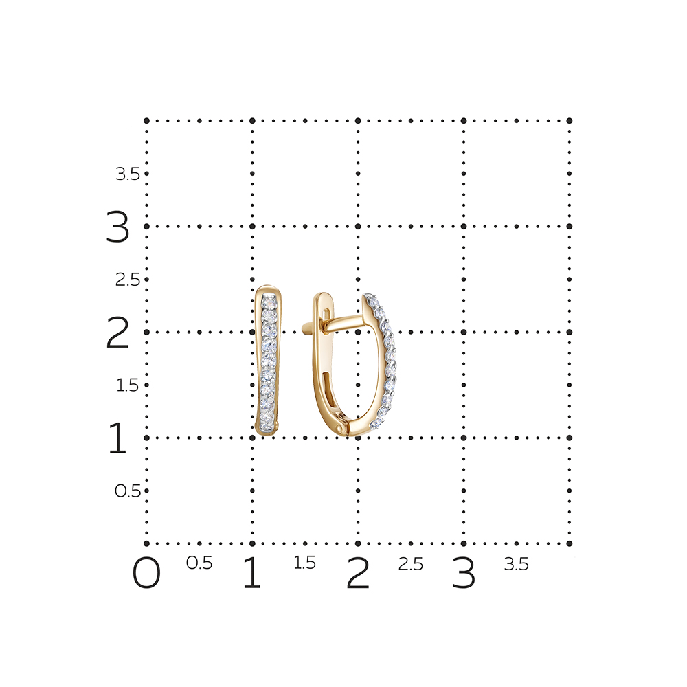 Серьги из красного золота с камнями Бриллиант