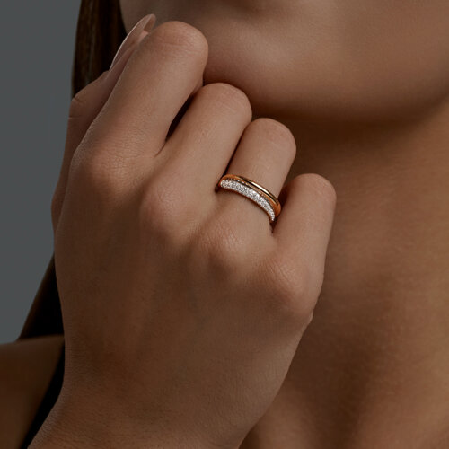 Inel din aur roșu cu pietre Cubic Zirconia Incolor