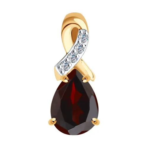 Pandantiv din aur roșu cu Cubic Zirconia Incolor, Granat