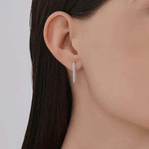 Cercei Creole din argint cu Cubic Zirconia Incolor